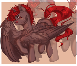 Size: 2322x2000 | Tagged: safe, artist:ria chan, oc, oc only, oc:hardy, alicorn, pony, :p, alicorn oc, fluffy, full body, high res, horn, large wings, male, solo, stallion, tongue out, wings, zoom layer