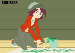 Size: 935x664 | Tagged: safe, artist:excelso36, part of a set, normal norman, human, equestria girls, g4, canterlot high, clothes, male, painting, show accurate, solo