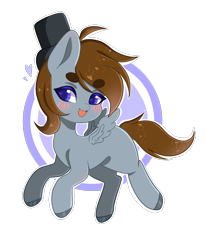 Size: 2665x3247 | Tagged: safe, artist:bizarrepony, oc, oc only, oc:rockyroadic, pegasus, pony, chibi, hat, high res, simple background, solo, top hat, transparent background