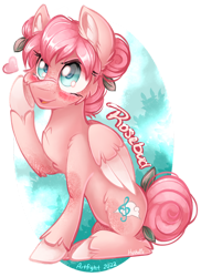 Size: 800x1100 | Tagged: safe, artist:mychelle, oc, oc only, oc:rosebud, pegasus, pony, female, heart, mare, simple background, solo, transparent background