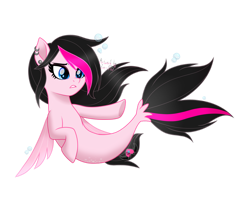 Size: 1280x1040 | Tagged: safe, artist:zoe-975, oc, oc only, oc:zoe star pink, pegasus, pony, seapony (g4), blue eyes, dorsal fin, eyelashes, eyeshadow, female, fin wings, fins, fish tail, flowing mane, flowing tail, makeup, mare, seaponified, simple background, solo, species swap, swimming, tail, transparent background, vector, wings