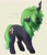 Size: 1296x1505 | Tagged: dead source, safe, artist:guarimbasmrd, oc, oc only, changeling, pony, unicorn, awesome face, green changeling, green hair, green tail, simple background, solo, tail, tan background