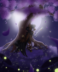 Size: 3000x3719 | Tagged: safe, artist:thelazyponyy, oc, oc only, pony, full moon, high res, moon, night, outdoors, sitting, solo, stars, tree