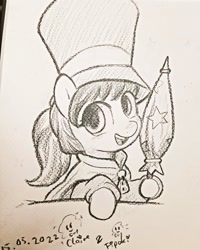 Size: 820x1024 | Tagged: safe, artist:fipoki, earth pony, pony, a hat in time, cape, clothes, female, filly, foal, hat, hat kid, hoof hold, ponified, solo, traditional art, umbrella