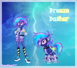 Size: 3232x2840 | Tagged: safe, artist:prismagalaxy514, artist:selenaede, oc, human, pegasus, pony, equestria girls, g4, bra, clothes, colored wings, crop top bra, dark skin, ear piercing, gradient wings, high res, jacket, piercing, reference sheet, shoes, short hair, shorts, sneakers, socks, solo, underwear, wings
