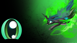 Size: 1920x1080 | Tagged: safe, artist:giuliabeck, queen chrysalis, changeling, changeling queen, g4, female, solo, wallpaper