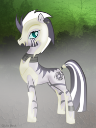 Size: 990x1318 | Tagged: safe, artist:giuliabeck, zecora, zebra, g4, corrupted, female, nightmare zecora, nightmarified, solo