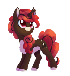 Size: 1708x1844 | Tagged: safe, artist:dusthiel, oc, oc only, oc:lava swirl, pony, unicorn, brown coat, cheek fluff, chest fluff, coat markings, colored hooves, colored pinnae, facial markings, female, full body, leg fluff, mare, pale belly, simple background, snip (coat marking), solo, standing, transparent background