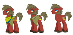 Size: 4500x2182 | Tagged: safe, artist:earth_pony_colds, oc, oc only, oc:disco hooch, earth pony, pony, alcohol, clothes, coat, earth pony oc, facial hair, male, reference sheet, show accurate, sideburns, simple background, smiling, solo, stallion, tipsy, white background, yellow eyes