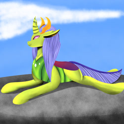 Size: 1500x1500 | Tagged: safe, artist:silverfan, thorax, changedling, changeling, g4, female, king thorax, mare, mesosoma, rule 63, solo