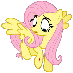 Size: 643x649 | Tagged: safe, fluttershy, pegasus, pony, fanfic:fluttershy gets a papercut, g4, blood, female, flying, mare, papercut, simple background, spread wings, transparent background, wings, worried