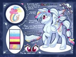 Size: 2224x1668 | Tagged: safe, artist:mychelle, oc, oc:prism cloud, pegasus, pony, colored wings, female, mare, multicolored wings, reference sheet, solo, wings
