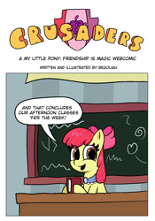 Size: 1400x2000 | Tagged: safe, artist:begoliah, apple bloom, earth pony, pony, comic:crusaders, g4, book, classroom, comic, dialogue, female