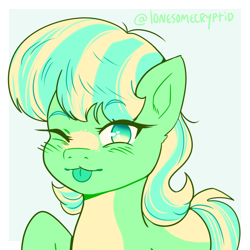Size: 1400x1400 | Tagged: safe, artist:lonesomecryptid, oc, oc only, earth pony, pony, bust, green eyes, icon, portrait, simple background, solo