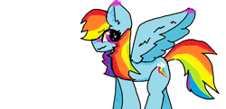 Size: 1212x585 | Tagged: safe, artist:dashieacid, rainbow dash, pegasus, pony, g4, blushing, female, heart, heart eyes, mare, multicolored hair, rainbow hair, simple background, smiling, spread wings, white background, wingding eyes, wings