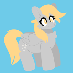 Size: 800x800 | Tagged: safe, artist:myahster, derpy hooves, pegasus, pony, g4, blue background, heart, heart eyes, no pupils, simple background, solo, wingding eyes