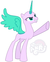 Size: 1796x2232 | Tagged: safe, artist:emperor-anri, oc, oc only, alicorn, pony, alicorn oc, base, eyelashes, female, grin, horn, mare, raised hoof, simple background, smiling, solo, transparent background, transparent horn, transparent wings, wings