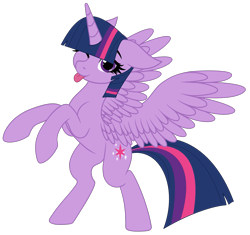 Size: 3499x3288 | Tagged: safe, artist:starshade, artist:twilyisbestpone, twilight sparkle, alicorn, pony, g4, ;p, adorkable, base used, bipedal, cute, dork, female, high res, hooves up, looking at you, mare, one eye closed, pretty, silly, simple background, solo, spread wings, tongue out, transparent background, twiabetes, twilight sparkle (alicorn), wings, wink, winking at you
