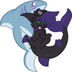 Size: 1621x1609 | Tagged: safe, artist:michini, oc, oc only, oc:raven stargazer, original species, shark, shark pony, commission, cuddling, cute, plushie, shark plushie, simple background, transparent background, ych result