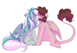 Size: 2600x1800 | Tagged: safe, artist:php193, oc, oc only, oc:ditzy, oc:raevyn, pegasus, pony, chest fluff, cute, floppy ears, nuzzling, simple background, smiling, transparent background