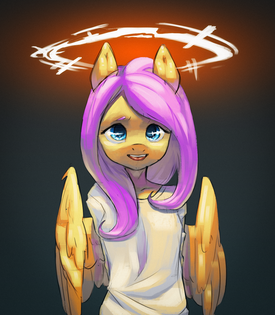 2951292 Safe Artisthaku Nichiya Fluttershy Pegasus Anthro G4 Arm Behind Back Clothes