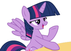 Size: 984x706 | Tagged: safe, artist:mekabases, artist:twilyisbestpone, twilight sparkle, alicorn, pony, g4, adorkable, base used, cute, dork, female, lidded eyes, mare, pegasus wings, simple background, sitting, smiling, smug, smuglight sparkle, solo, spread wings, table, transparent background, twiabetes, twilight sparkle (alicorn), wings