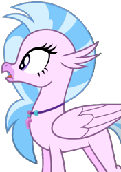 Size: 509x721 | Tagged: safe, edit, edited screencap, screencap, silverstream, classical hippogriff, hippogriff, pony, g4, the hearth's warming club, background removed, female, looking left, mare, open mouth, pink skin, png, simple background, solo, transparent background