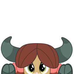 Size: 10000x10000 | Tagged: safe, artist:php170, part of a set, yona, yak, g4, absurd resolution, cloven hooves, cute, female, looking at you, peekaboo, peeking, simple background, solo, soon, transparent background, vector, yonadorable