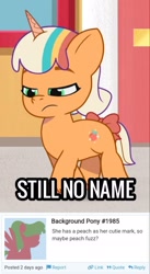 Size: 1500x2739 | Tagged: safe, edit, edited screencap, screencap, peach fizz, pony, unicorn, g5, my little pony: tell your tale, one trick pony (episode), spoiler:g5, spoiler:my little pony: tell your tale, spoiler:tyts01e20, bow, female, filly, foal, solo, tail, tail bow
