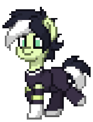Size: 672x880 | Tagged: safe, artist:gloomy brony, sandbar, earth pony, pony, pony town, g4, animated, clothes, colt, cosplay, costume, foal, gif, king of fighters, male, nameless, pixel art, simple background, solo, teenager, transparent background