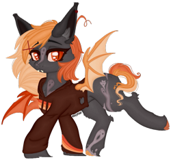 Size: 637x595 | Tagged: safe, artist:krazykari, oc, oc:blair, bat pony, pony, clothes, female, hoodie, mare, simple background, solo, transparent background