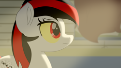 Size: 3840x2160 | Tagged: safe, artist:pearmare animation, oc, oc only, oc:blackjack, pony, unicorn, fallout equestria, fallout equestria: project horizons, colored sclera, fallout, fanfic art, high res, movie accurate, post-apocalyptic, preview, profile, solo, yellow sclera