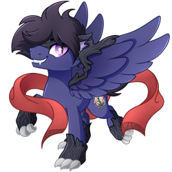 Size: 2000x2000 | Tagged: artist needed, safe, oc, oc:fenris ebonyglow, original species, pegasus, pony, timber pony, timber wolf, clothes, high res, scarf, simple background, transparent background