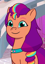 Size: 745x1063 | Tagged: safe, screencap, sunny starscout, earth pony, pony, g5, it's t.u.e.s. day, my little pony: tell your tale, spoiler:g5, spoiler:my little pony: tell your tale, spoiler:tyts01e09, animated, cropped, cute, female, gif, mane stripe sunny, mare, nodding, smiling, solo, sunnybetes