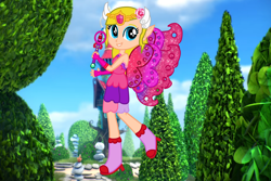 Size: 3000x2000 | Tagged: safe, artist:toybonnie54320, artist:user15432, fairy, human, hylian, equestria girls, g4, barely eqg related, base used, boots, clothes, colored wings, crossover, crown, dress, equestria girls style, equestria girls-ified, fairy princess, fairy wings, fairyized, fingerless gloves, flower, flower in hair, gloves, gradient wings, high heel boots, high heels, high res, jewelry, magic wand, mythix, pink wings, princess zelda, regalia, rose, shoes, smiling, solo, sparkly wings, strapless, the legend of zelda, toon zelda, tree, wings, winx, winx club, winxified