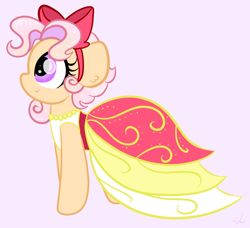 Size: 1012x924 | Tagged: safe, artist:sugarcloud12, oc, oc only, earth pony, pony, clothes, dress, female, mare, pink background, simple background, solo