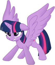 Size: 9742x11516 | Tagged: safe, artist:ejlightning007arts, twilight sparkle, alicorn, pony, g4, my little pony: the movie, absurd file size, absurd resolution, angry, female, gritted teeth, simple background, solo, spread wings, teeth, transparent background, twilight sparkle (alicorn), vector, wings