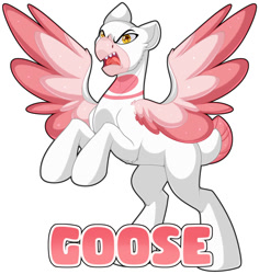 Size: 1280x1354 | Tagged: safe, artist:thehaywaiianhorse, oc, oc:goosehorse, bird, goose, hippogriff, hybrid, goose pony, simple background, solo, white background