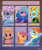 Size: 906x1080 | Tagged: safe, artist:dinoalpaka, izzy moonbow, lightning dust, rainbow dash, scootaloo, somnambula, trixie, earth pony, pegasus, pony, unicorn, g4, g5, :p, clothes, egyptian, egyptian headdress, egyptian pony, female, foal, hat, horn, mare, six fanarts, tongue out, trixie's hat, uniform, washouts uniform, wings, wonderbolts uniform