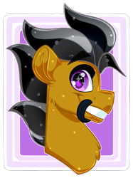 Size: 1046x1399 | Tagged: safe, artist:missbramblemele, oc, oc:overhaul, pony, bust, dustykatt, male, portrait, solo, stallion