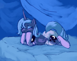 Size: 1280x1012 | Tagged: safe, artist:softsoap, princess luna, alicorn, pony, g4, abstract background, bed, clothes, comfy, diaper, diaper fetish, eyes closed, fetish, lying down, non-baby in diaper, prone, s1 luna, smiling, socks, tail, tail hole