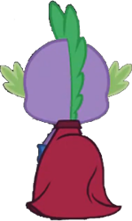 Size: 179x301 | Tagged: safe, artist:pascalmulokozi2, edit, edited screencap, screencap, spike, dragon, g4, power ponies (episode), background removed, cape, clothes, humdrum costume, male, power ponies, rear view, simple background, solo, transparent background
