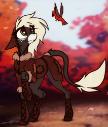 Size: 1581x1858 | Tagged: safe, artist:fenixdust, oc, oc only, oc:pepper, bird, donkey, autumn, clothes, cute, female, solo