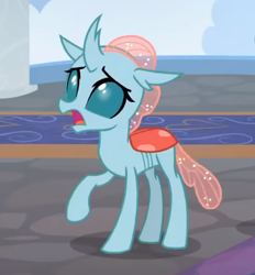 Size: 464x501 | Tagged: safe, screencap, ocellus, changedling, changeling, g4, school daze, cropped, female, open mouth, raised leg, solo