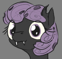 Size: 1128x1080 | Tagged: safe, artist:uteuk, oc, oc:natrix capefiv, changeling, bust, changelingified, cute, female, gray background, purple changeling, simple background, solo, species swap