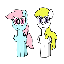 Size: 729x727 | Tagged: safe, artist:universalfan5678, surprise, wind whistler, pegasus, pony, g1, g4, adoraprise, best friends, colored, cute, duo, eye clipping through hair, female, folded wings, friends, g1 to g4, generation leap, mare, simple background, smiling, transparent background, whistlerbetes, wings