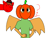 Size: 960x720 | Tagged: safe, artist:wonderwolf51, oc, oc only, oc:myoozik the dragon, oc:professor venturer, dragon, halloween, holiday, pumpkin, simple background, wat, white background