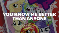 Size: 1920x1080 | Tagged: safe, edit, edited screencap, editor:quoterific, idw, official comic, screencap, applejack, fluttershy, pinkie pie, rainbow dash, rarity, sunset shimmer, human, equestria girls, g4, spoiler:comic, spoiler:comicholiday2014, humane five