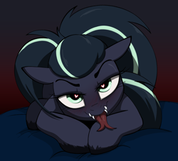 Size: 2638x2392 | Tagged: safe, artist:luxsimx, oc, oc:arkessa, pony, fangs, female, forked tongue, heart, heart eyes, high res, mare, solo, tongue out, wingding eyes