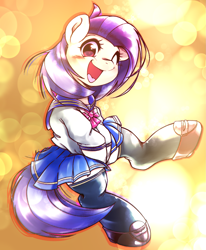 Size: 1879x2281 | Tagged: safe, artist:kurogewapony, oc, oc only, oc:southern sail, earth pony, pony, clothes, cute, female, looking at you, mare, school uniform, smiling, smiling at you, solo